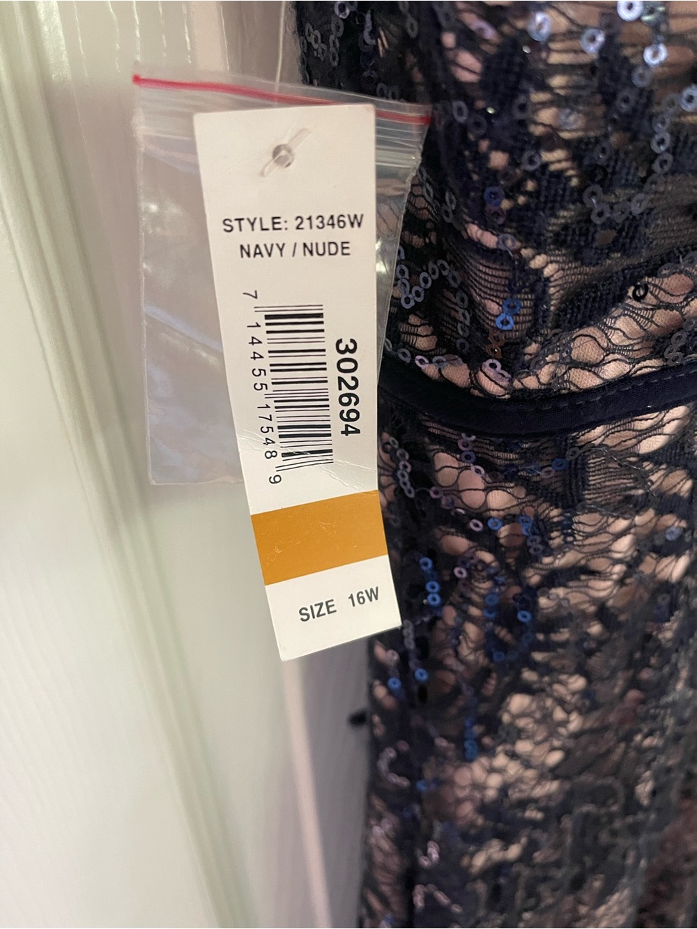 Plus Size Navy Lace Maxi Dress with Nude Lining - Picture 2 of 15